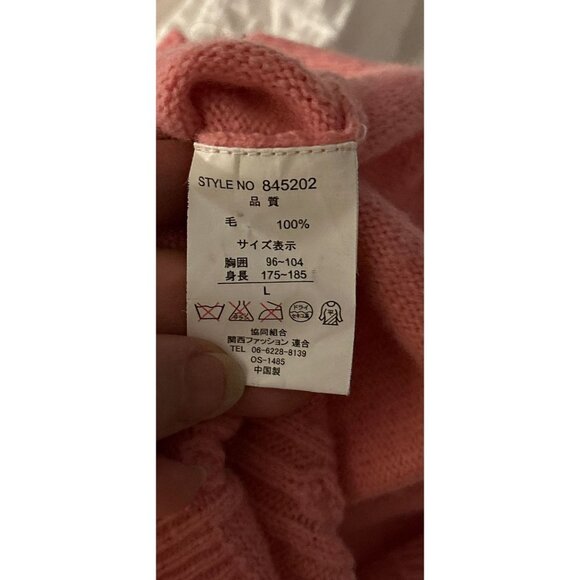 Men's Vintage Large Bon Giovane 1/4 Zip Pullover Knitted Pink Sweater - Picture 6 of 8